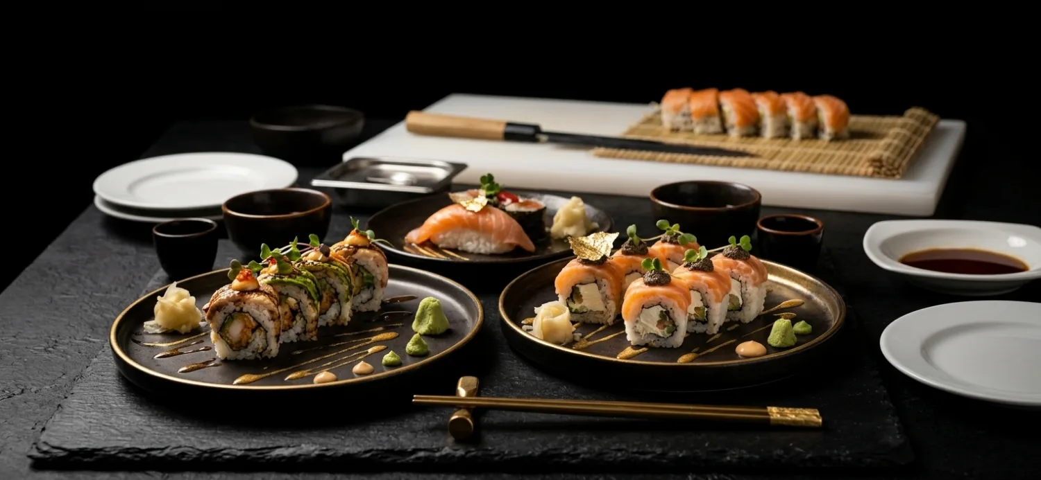 Elegantno sushi posluženje na poslovnom stolu